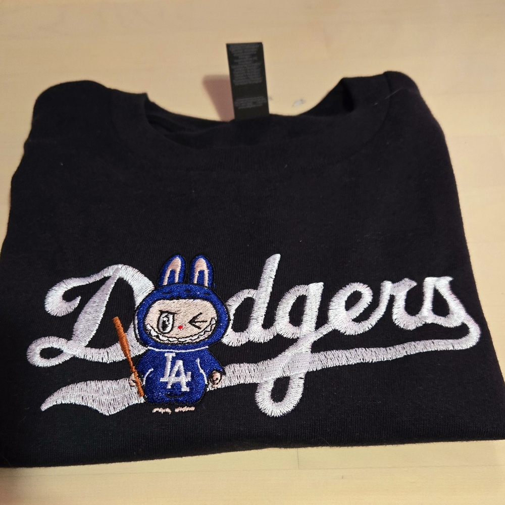 Black Dodgers Sweatshirt with Embroidered Design#labubu